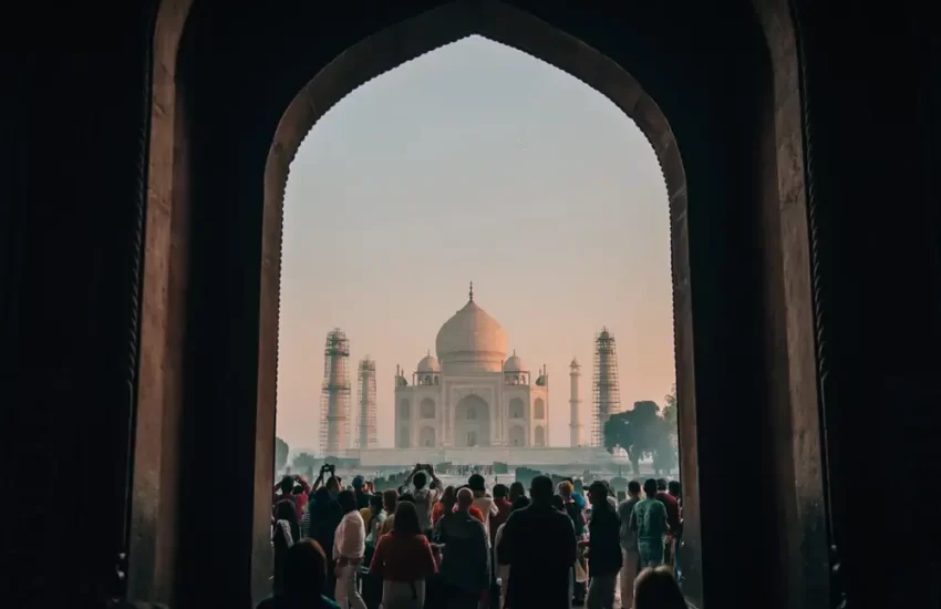 Entering the Taj Mahal